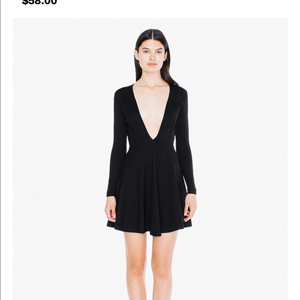 American Apparel Deep V black dress